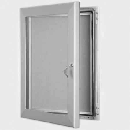 exterior lockable felt notice board - silver anodised