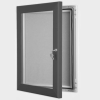 exterior lockable felt notice board - slat grey