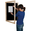 Lockable felt notice board - Single door with wood frame - Black