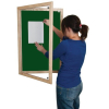 Lockable felt notice board - Single door with wood frame - Dark Green