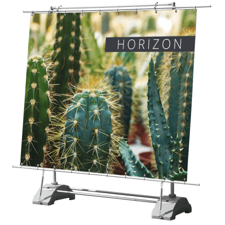 Horizon outdoor banner stand with printed graphic