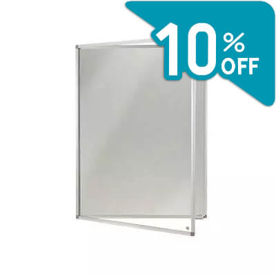 Lockable Polycolour notice board - single door - Light Grey, sundeala noticeboard alternative