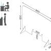 Frameless protection screen for desk or counter - 900mm (w) x 650mm (h) dimensions