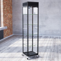 freestanding glass display case with header - pb011