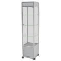 freestanding glass display case with header and storage - UB012ED