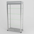 freestanding glass display case with header - ub014ed
