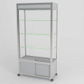 freestanding glass display case with header and storage - UB015ED