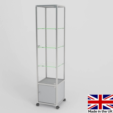 freestanding glass display case with storage - ub25ed - Made in the UK