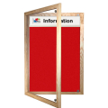 Lockable felt notice board - Single door with wood frame and printed header - Cherry