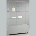 1170mm wide glass freestanding display case - laminato light - 12/18M - light grey