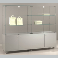 1570mm wide glass freestanding display case - laminato light - 16/14M - light grey
