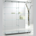 1570mm wide glass freestanding display case - laminato light - 16/18L - light grey