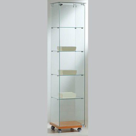 400mm wide glass freestanding display case - laminato light - 4/18 - cherry wood