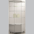 680mm wide glass freestanding display case - laminato light - LED - 7/18LM - light grey