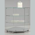 680mm wide glass corner display counter - laminato light - 7/90 - light grey