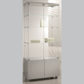 800mm wide glass freestanding display case - laminato light - LED - 8/18LM - light grey
